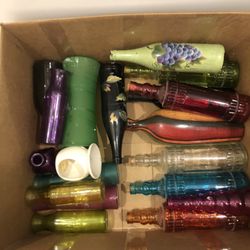 Colorful glass Vases And Bottles 