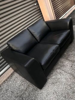 Modern Black Genuine Leather Loveseat Sofa – W. Schillig Germany Premium/ Couch.