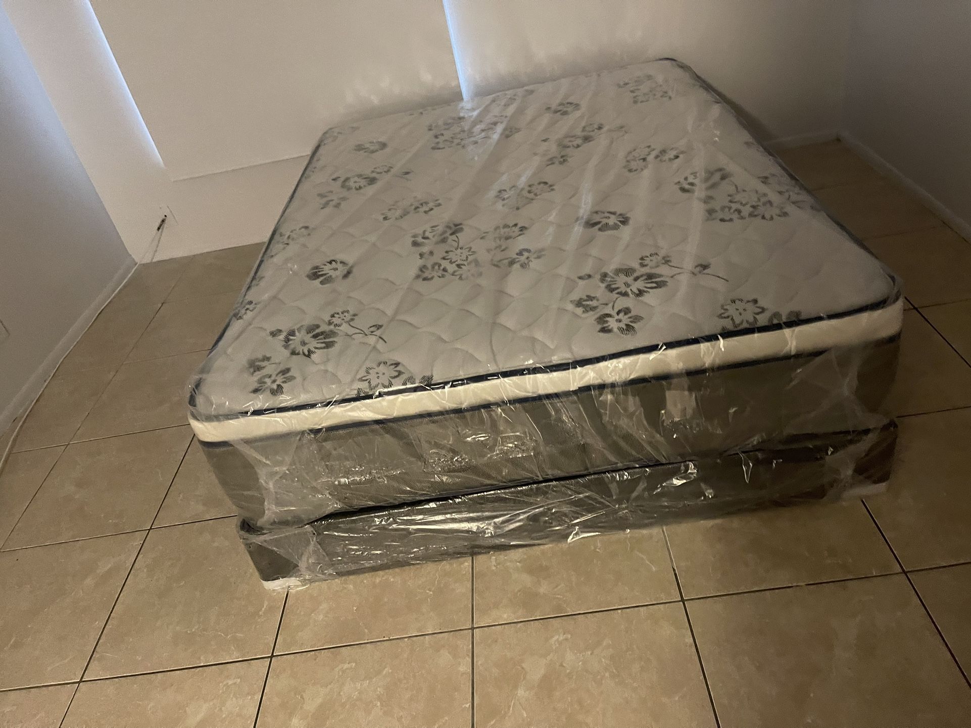 New Queen Pillowtop Mattress And Box Spring Set