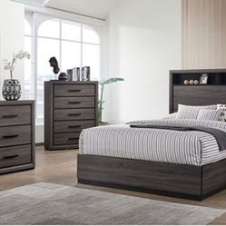 Brand New Grey 4pc Queen Bedroom Set (Available In California & Eastern King)