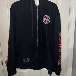 Chrome Hearts Black And Red Zip Up Hoodie 