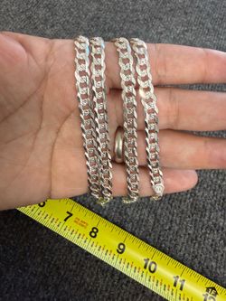 925 Plata Sterling Silver Cuban Diamond Cut Chain 24inches 6MM
