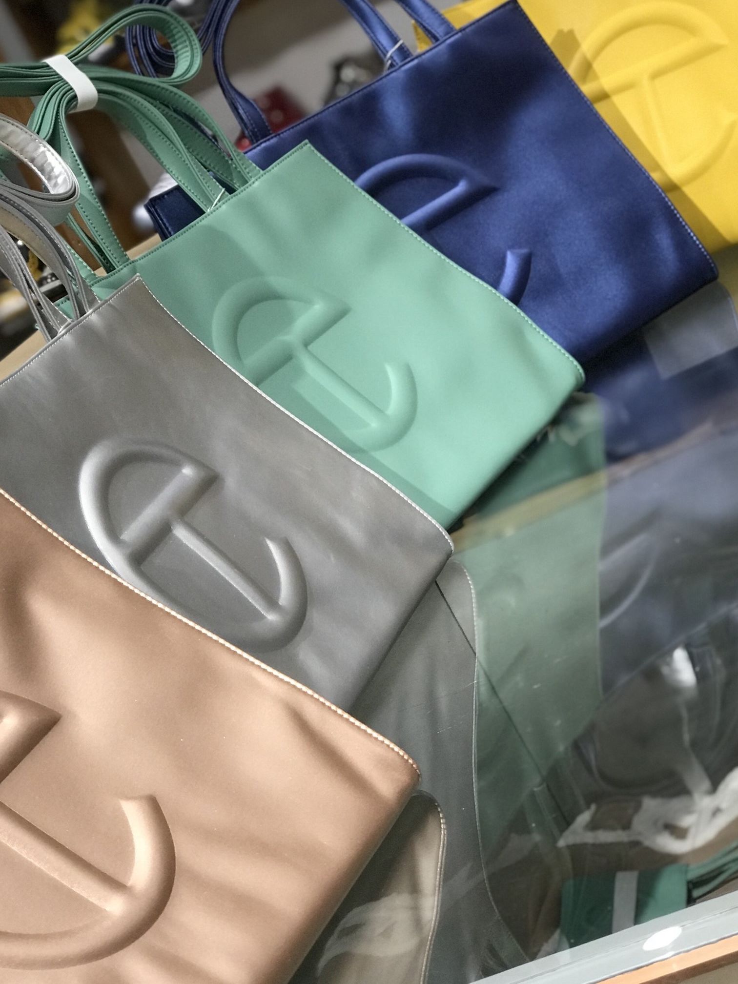 Medium Telfar Bags Copper Silver Sage Cobalt Yellow
