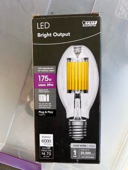 Feit Electric 175W Mercury Vapor LED Replacement Bulb – 39W, 6000 Lumens, 4000K, E39 Mogul Base (New)