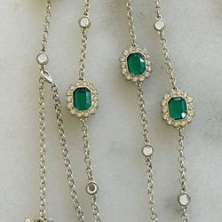 Antique Long Chain Necklace with Earrings