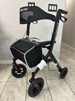 NEW HOMLAND All-Terrain Rollator Walker Aluminum Frame| 16.4 lb Ultra-Light | Foldable Rolling Walker
