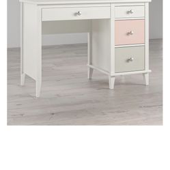 White Desk Peach And Taupe Drawer