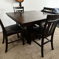 Dark Wood Dining Room Table With Chairs And Matching Coffee Table 