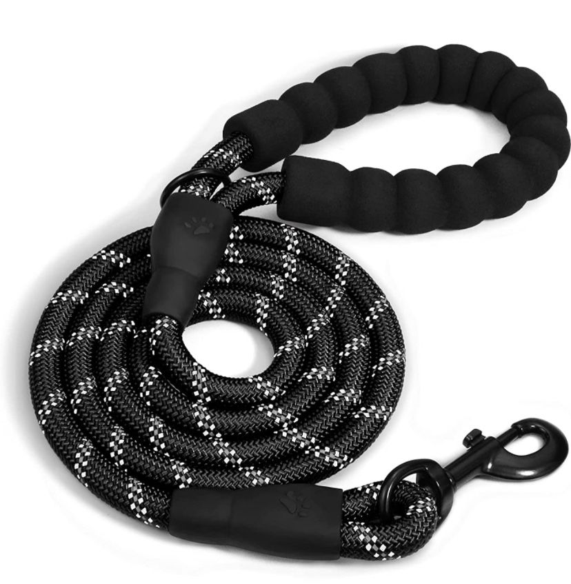 Rope Dog Leash 4 FT with  Comfortable Padded Handle, Highly Reflective Threads Dog Leash for Puppies Small Medium and Large Dogs