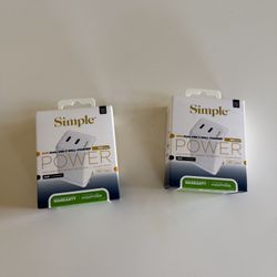 S. Simple (60W) Dual USB-C GaN Powered Folding Wall Charger - White