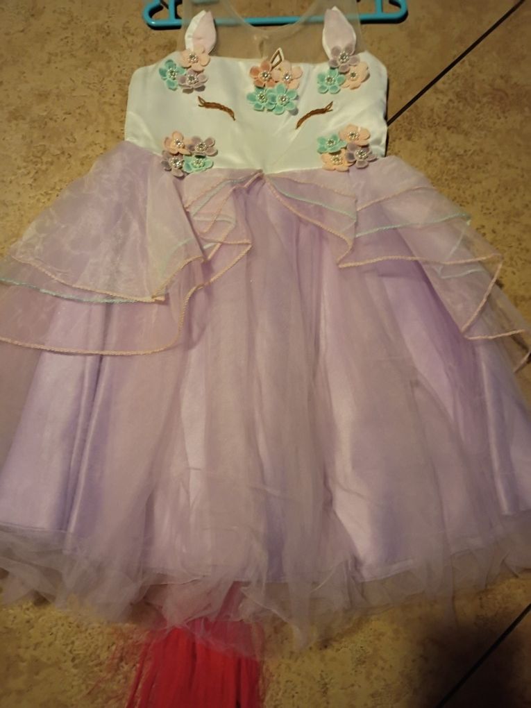 Girls Beautiful Fancy Flower Embellished Unicorn Dress