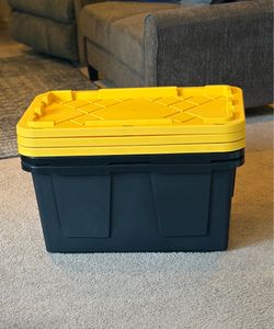 Three (3) 27 Gallon Storage Bins With Lids