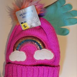 NEW Rainbow Hat And Glove Set 