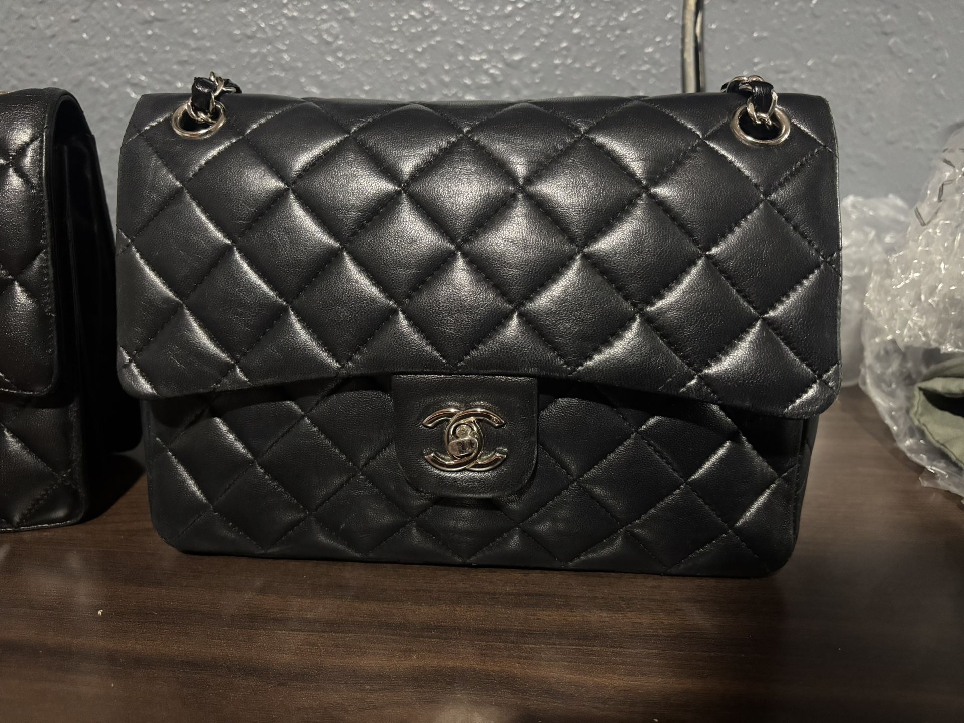 Black Quilted Caviar Medium Classic Double Flap Bag Silver Hardware