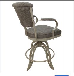 Wayfair chairs swivel tilt metal bar stool featuring a beige frame and textured fabric upholstery