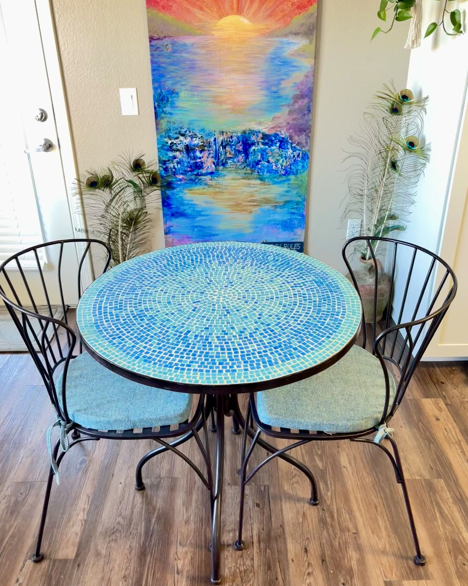 Mosaic Tile Bistro Table With 2 Chairs