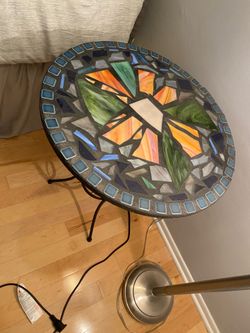 Mosaic and metal bistro table