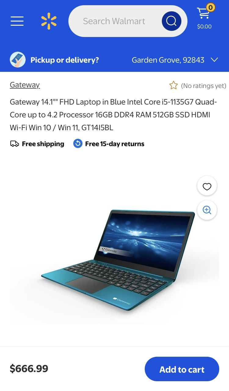 Gateway Laptop FHD 14.1 16 gb Ram 500gb Intel i5 Intel Windows 11 Computadora