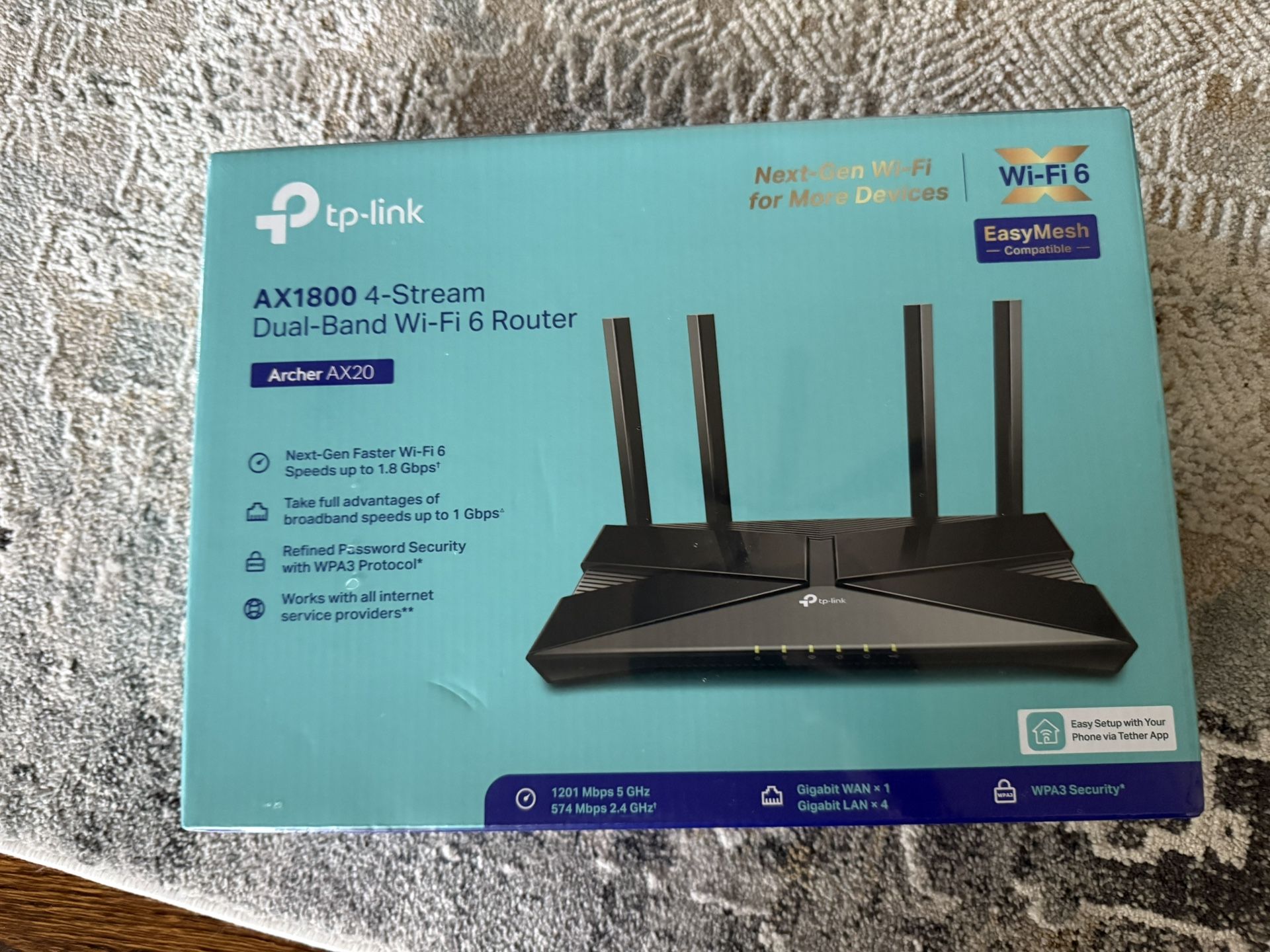 TP-Link - Archer AX20 AX1800 Dual-Band Wi-Fi 6 Router - Black