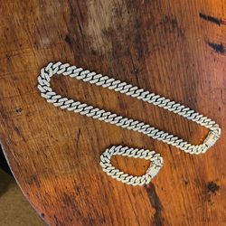 VVS Diamond 14k White Gold Cuban Link Chain & Bracelet