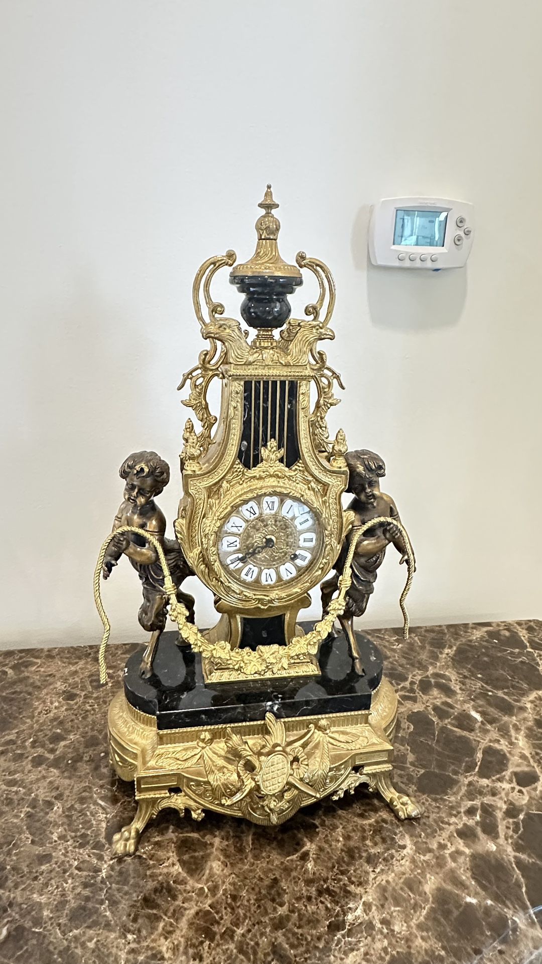 Vintage Italy IMPERIAL FRANZ HERMLE BREVETTATO ORNATE FIGURAL MANTLE CLOCK