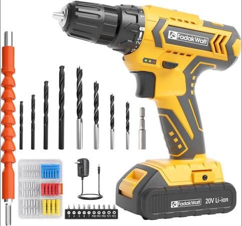 (NEW) 20v 280 in-lbs 3/8 Cordless Drill Set