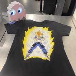 Dragon Ball Z Vegeta Super Saiyan T-Shirt Mens L Black Fire Anime Graphic Tee