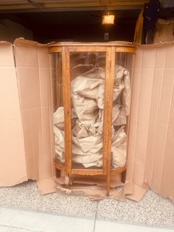 Vintage curio perfect to repurpose into a liquor/wine cabinet or bathroom linen cabinet.