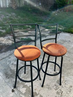 Set of 2 Swivel Bar Stools with Black Metal Frame - Used