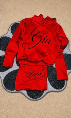 Gia red flare pants set
