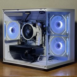 RX 7600 / Ryzen 5 5600x White Gaming PC with RGB