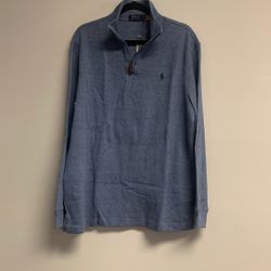 Polo Ralph Lauren Men’s Luxury Jersey Quarter Zip Pullover. Sz XL. Blue.                     Sh