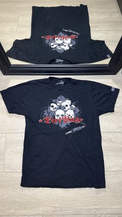 Y2K 2000s Dirtbag Old English Stacking Skulls Shirt