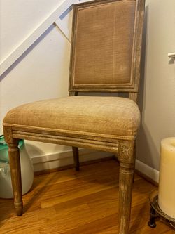 Pair of Restoration Hardware Upholstered Dining/Accent Chairs – Weathered Oak