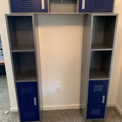 Pottery Barn PB Teen 3 piece metal shelving / storage locker set