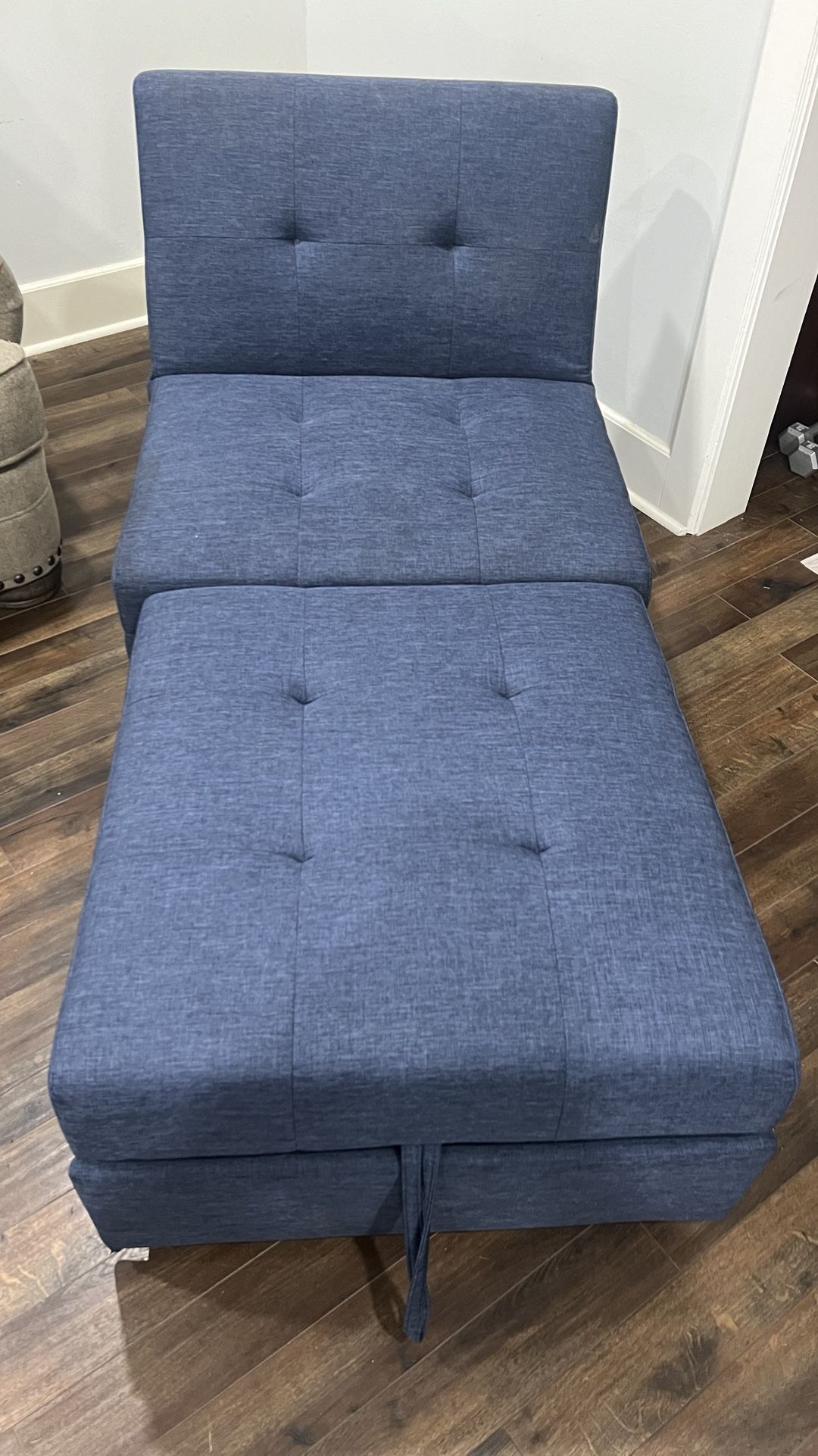 Pemberly Row Contemporary Microfiber Fabric Convertible Sofa Bed in Blue