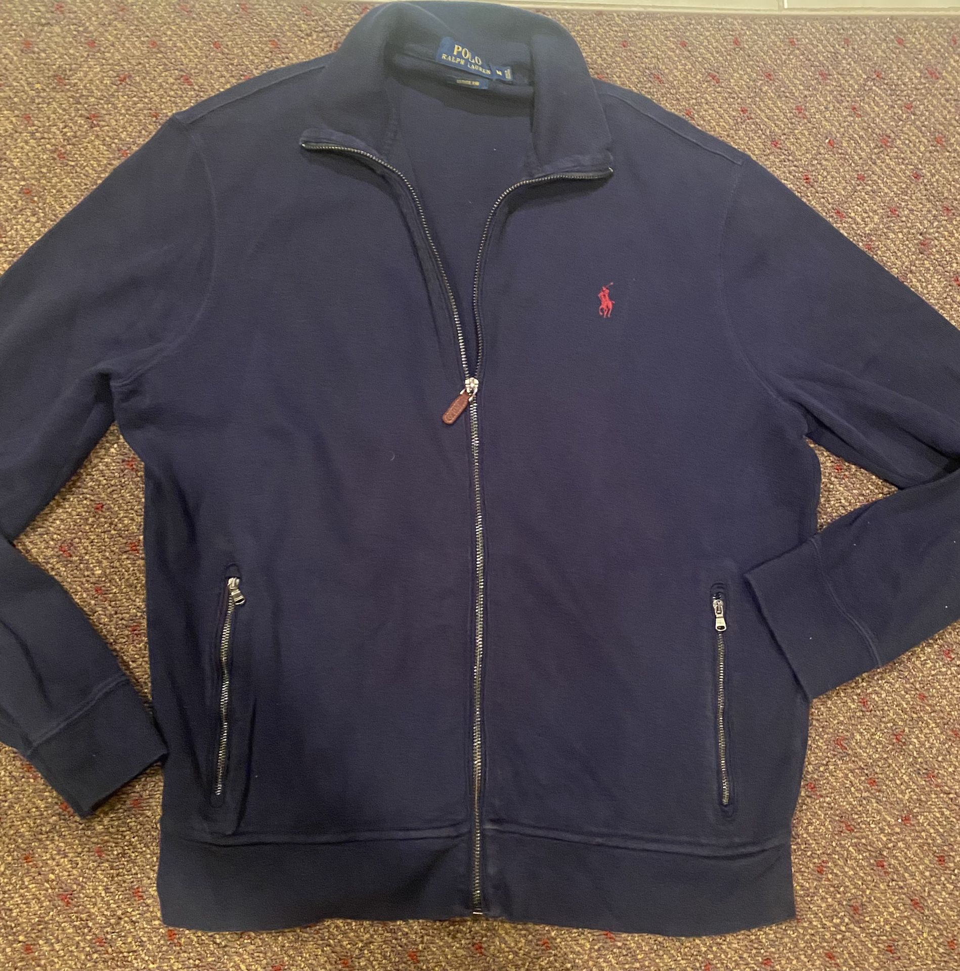 Men’s Full Zip Polo Sweat Jacket Size Medium