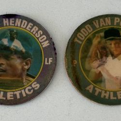 VINTAGE OAKLAND ATHLETICS, 1991, 7-11 COLLECTOR'S DISCS (Price for 2)