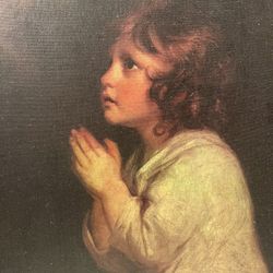 Religious Painting Vintage - Infant Samuel 17.5 x 21.5