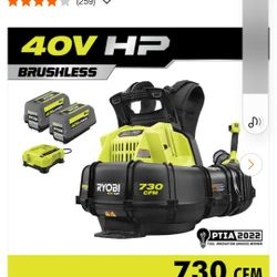 RYOBI

40V HP Brushless 165 MPH 730 CFM Backpack Blower w/ Lawn and Leaf Bag, (2) 6.0 Ah Batteries and Charger

