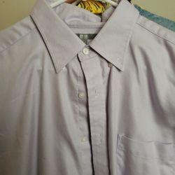 Formal Button Up Dress Shirt Uniqlo Long Sleeve Purple Lilac