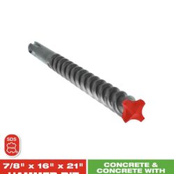 Rebar Demon SDS-Max 4-Cutter Full Carbide Head, 7/8 in. x 16 in. x 21 in.