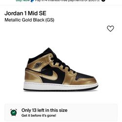 Jordan 1 Mid SE Metallic Gold Black  