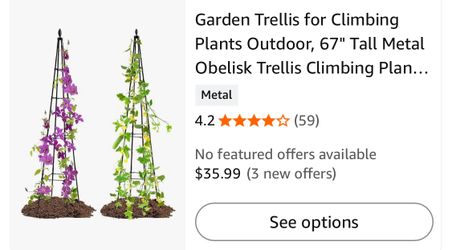 Garden Trellis for Climbing Plants Outdoor, 4ft Tall Obelisk Trellis Climbing Plants Support 