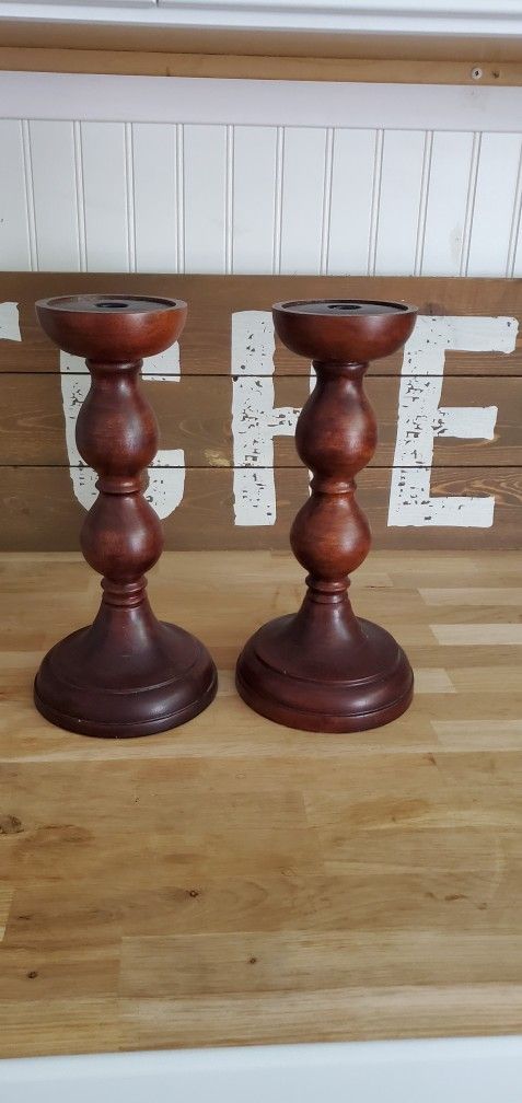 Candle Holders Wood set of 2