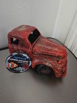 New Red Half Truck Aquarium Ornament 7"W x 4" H