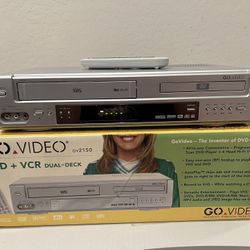 Go Video DVD/VCR VHS Combo Player W/ Remote & A/V Cable - Tested & Works