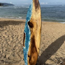 Surfboard Art, 61 Inches, Hawaiian Monkeypod And Epoxy