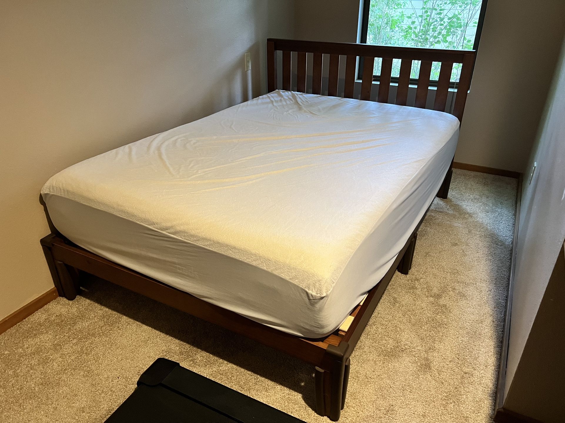 Full Size Bed Frame + Mattress + Mattress Cover