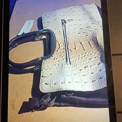 BRAHMIN VEGAN LEATHER HAND BAG BROWN/ CREAM